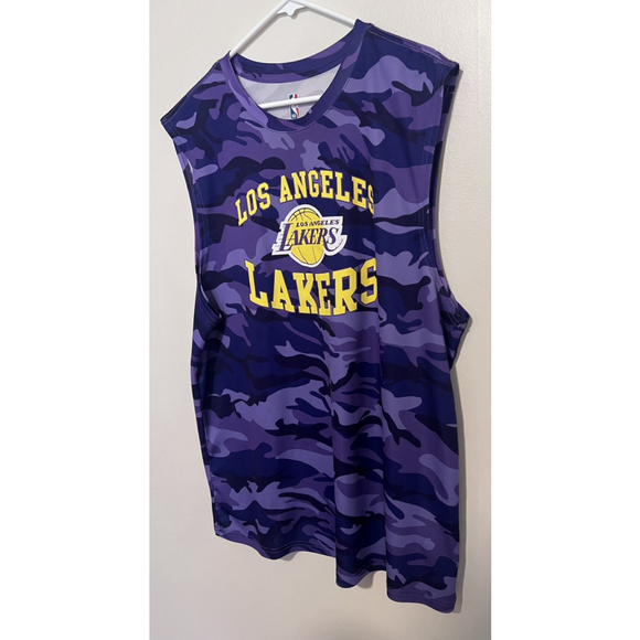 NBA LA Lakers Jersey Shirt Mens XL Purple Camo LeBron James Basketball Tank Top - Picture 5 of 5
